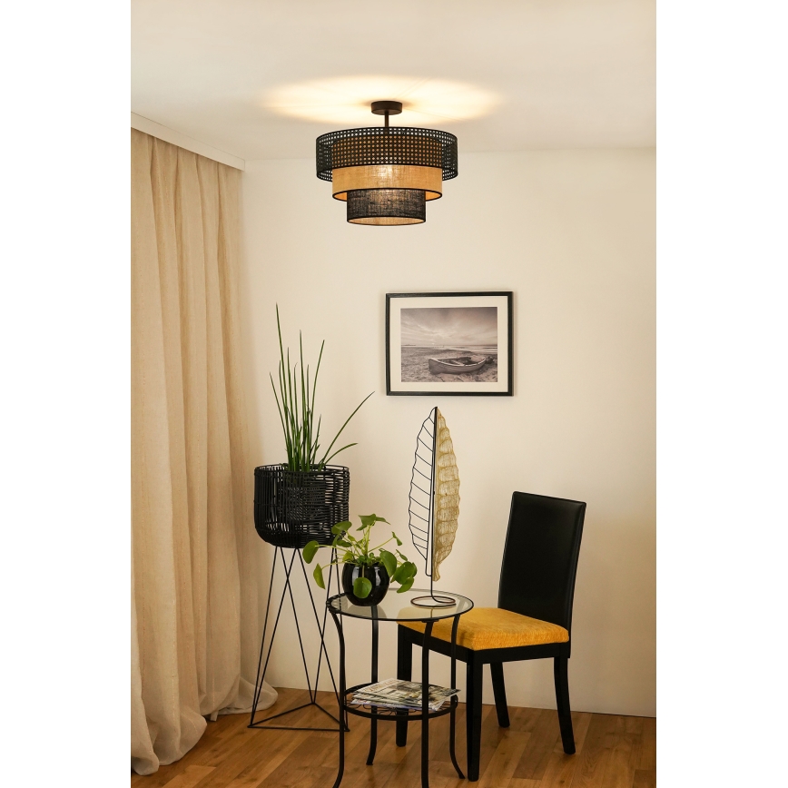 Brilagi - Plafonski luster DAKOTA LUNETA 1xE27/15W/230V prečnik 45 cm crna/ratan
