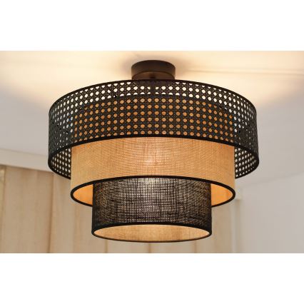 Brilagi - Plafonski luster DAKOTA LUNETA 1xE27/15W/230V prečnik 45 cm crna/ratan