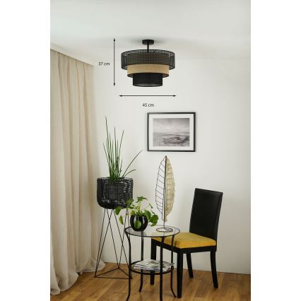 Brilagi - Plafonski luster DAKOTA LUNETA 1xE27/15W/230V prečnik 45 cm crna/ratan