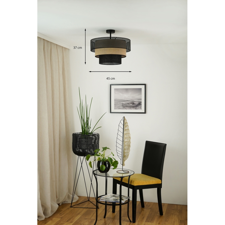 Brilagi - Plafonski luster DAKOTA LUNETA 1xE27/15W/230V prečnik 45 cm crna/ratan