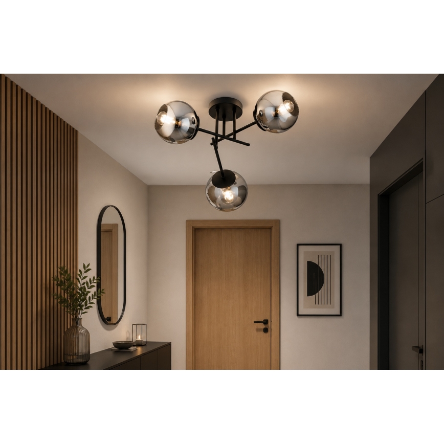 BRILAGI - Plafonski luster DIOR 3xE27/60W/230V crna/zadimljena siva