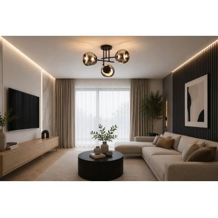BRILAGI - Plafonski luster DIOR 3xE27/60W/230V crna/zadimljena siva