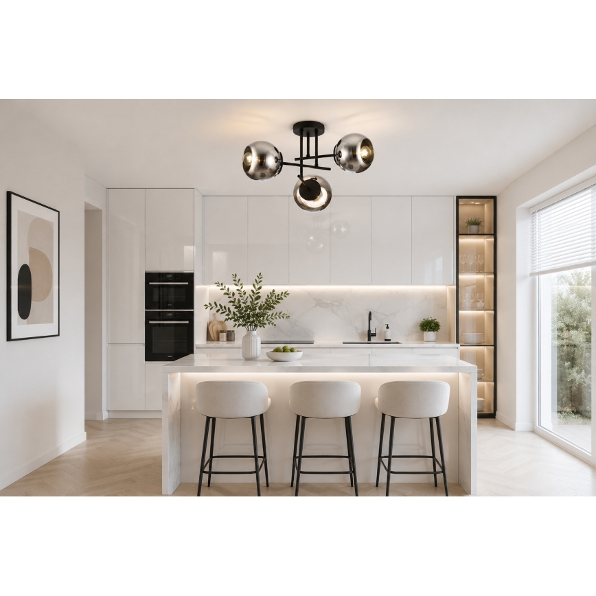 BRILAGI - Plafonski luster DIOR 3xE27/60W/230V crna/zadimljena siva