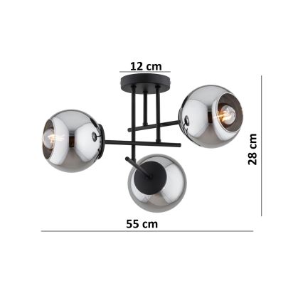 BRILAGI - Plafonski luster DIOR 3xE27/60W/230V crna/zadimljena siva