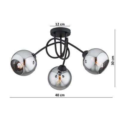 Brilagi - Plafonski luster DIOR 3xE27/60W/230V crna/zadimljeno siva