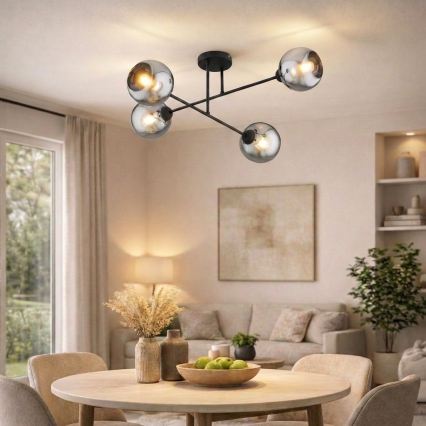Brilagi - Plafonski luster DIOR 4xE27/60W/230V crna/dimljeno siva