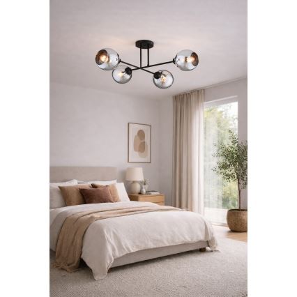 Brilagi - Plafonski luster DIOR 4xE27/60W/230V crna/dimljeno siva