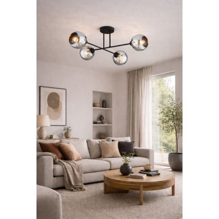 Brilagi - Plafonski luster DIOR 4xE27/60W/230V crna/dimljeno siva