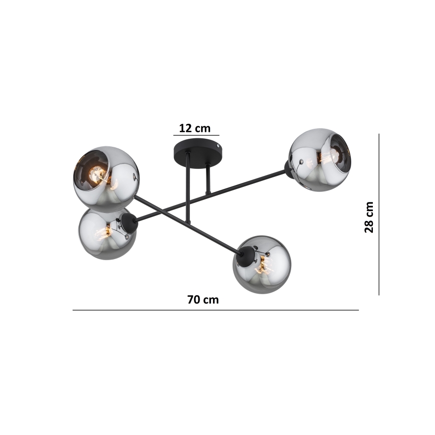 Brilagi - Plafonski luster DIOR 4xE27/60W/230V crna/dimljeno siva