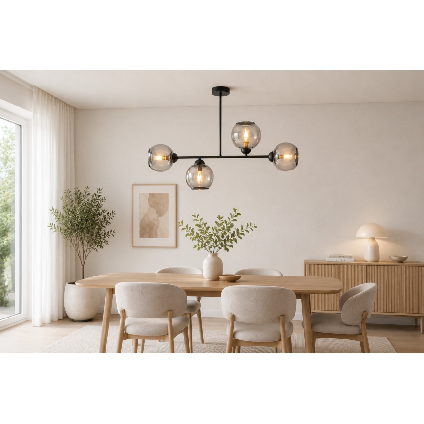 Brilagi - Plafonski luster DIOR 4xE27/60W/230V crna/zadimljeno-siva