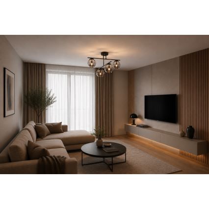 BRILAGI - Plafonski luster DIOR 4xE27/60W/230V crna/zadimljeno siva