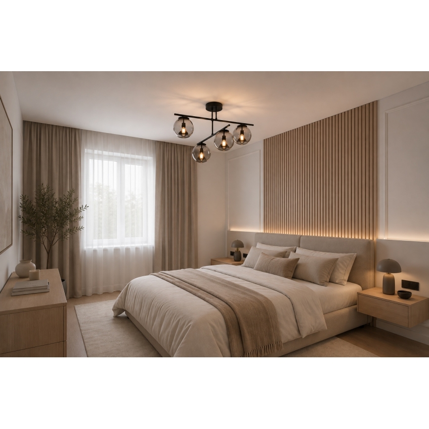 BRILAGI - Plafonski luster DIOR 4xE27/60W/230V crna/zadimljeno siva