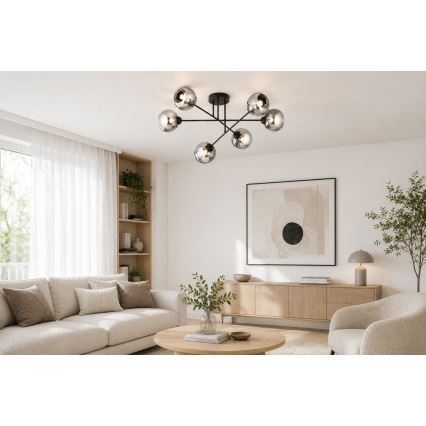 Brilagi - Plafonski luster DIOR 6xE27/60W/230V crna/zadimljeno-siva