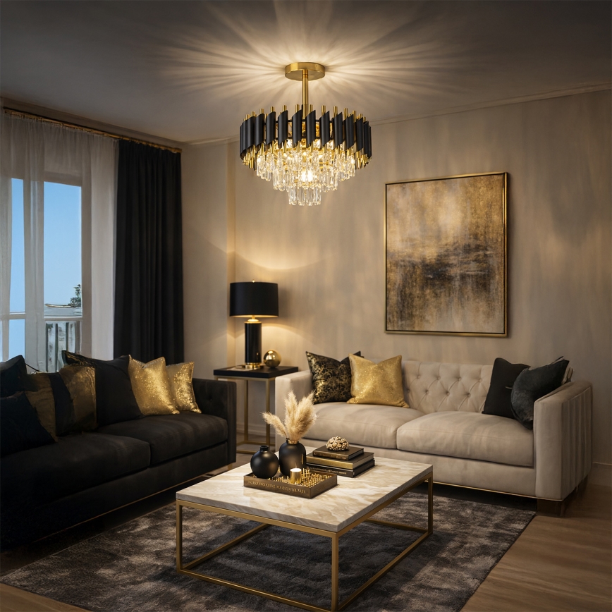 Brilagi - Plafonski luster ECLIPSE 5xE14/10W/230V prečnik 38 cm crna/zlatna