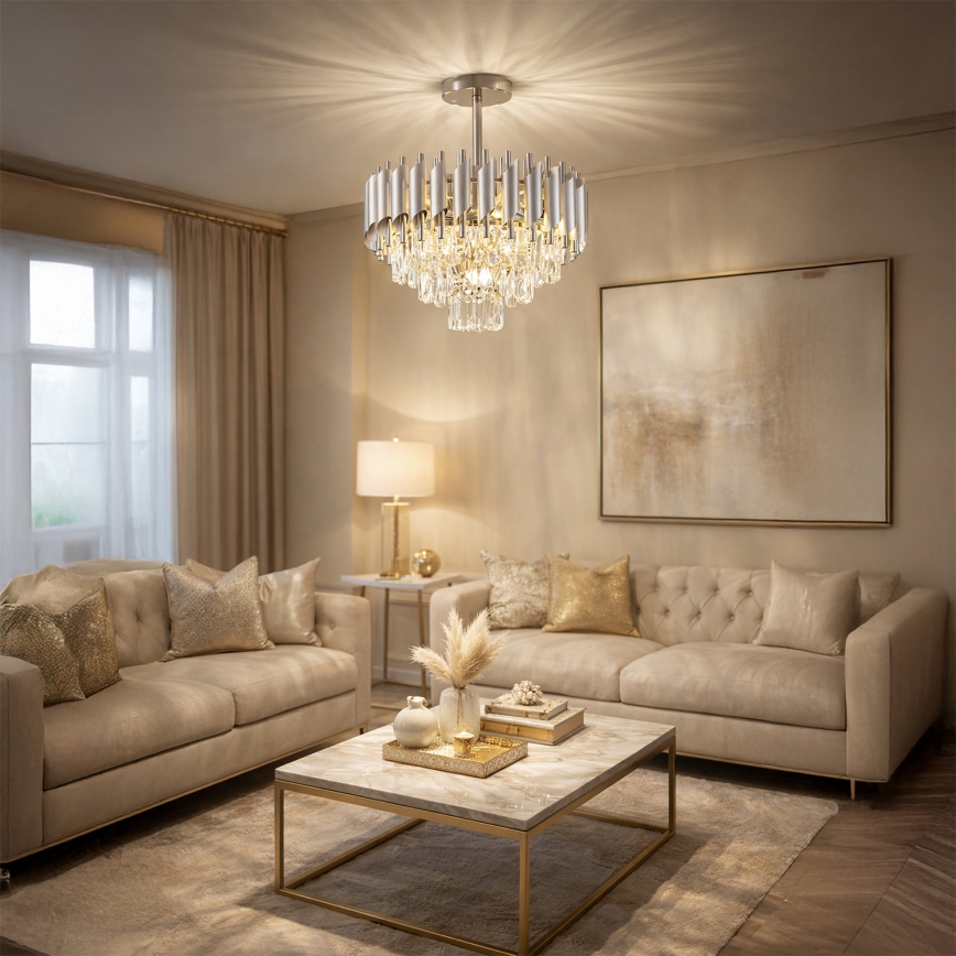 Brilagi - Plafonski luster ECLIPSE 5xE14/10W/230V prečnik 38 cm srebran