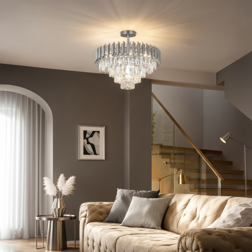 Brilagi - Plafonski luster ECLIPSE 7xE14/10W/230V, prečnik 48 cm, srebrni
