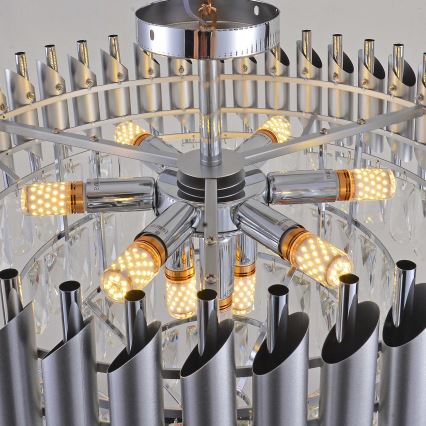 BRILAGI - Plafonski luster ECLIPSE 9xE14/10W/230V Ø 58 cm srebran