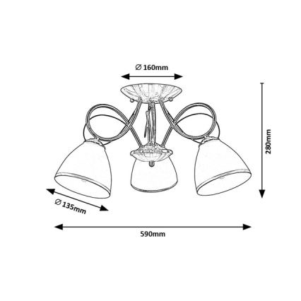 Brilagi - plafonski luster FRED 3xE27/60W/230V, prečnik 59 cm, bronzan