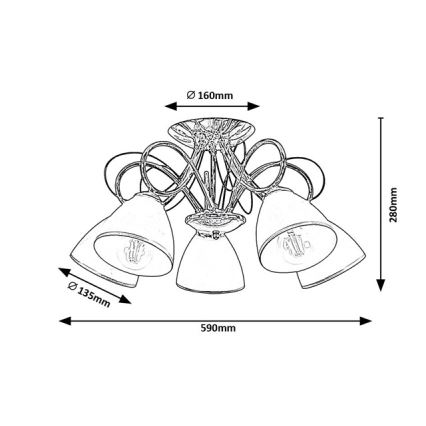 Brilagi - Plafonski luster FRED 5xE27/60W/230V prečnik 59 cm sjajni hrom