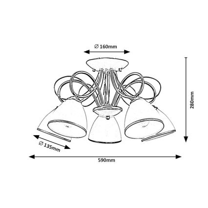 Brilagi - Plafonski luster FRED 5xE27/60W/230V prečnik 59 cm zlatni
