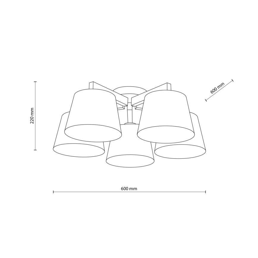 Brilagi - Plafonski luster LATTE 5xE27/15W/230V borovina/braon