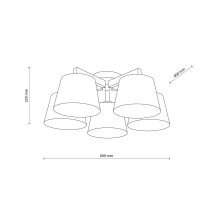 Brilagi - Plafonski luster LATTE SABIA 5xE27/15W/230V borovina/mix