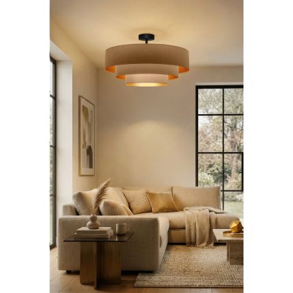 Brilagi - Plafonski luster LUNETA 3xE27/60W/230V prečnik 80 cm bež/zlatan