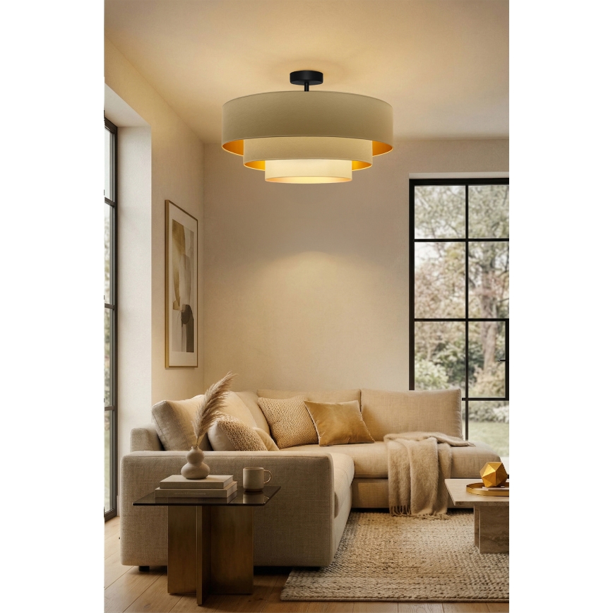 Brilagi - Plafonski luster LUNETA 3xE27/60W/230V prečnik 80 cm krem/zlatna