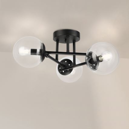 Brilagi - Plafonski luster MALIVA 3xE14/15W/230V crna/prozirna