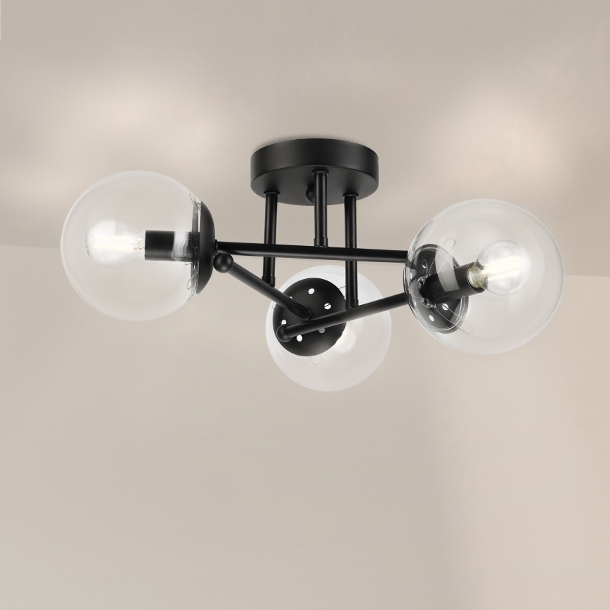 Brilagi - Plafonski luster MALIVA 3xE14/15W/230V crna/prozirna