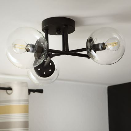 Brilagi - Plafonski luster MALIVA 3xE14/15W/230V crna/prozirna