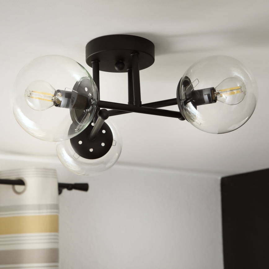 Brilagi - Plafonski luster MALIVA 3xE14/15W/230V crna/prozirna