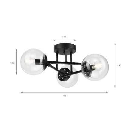Brilagi - Plafonski luster MALIVA 3xE14/15W/230V crna/prozirna