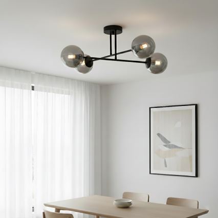 Brilagi - Plafonski luster MALIVA 4xE14/15W/230V crna/zadimljeno