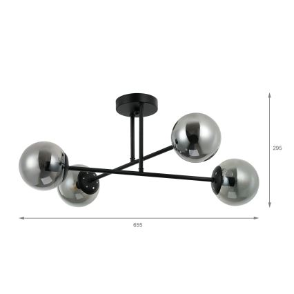 Brilagi - Plafonski luster MALIVA 4xE14/15W/230V crna/zadimljeno