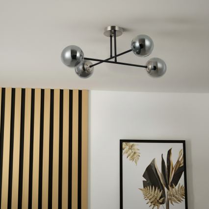 Brilagi - Plafonski luster MALIVA 4xE14/15W/230V mat hrom/zadimljeno staklo