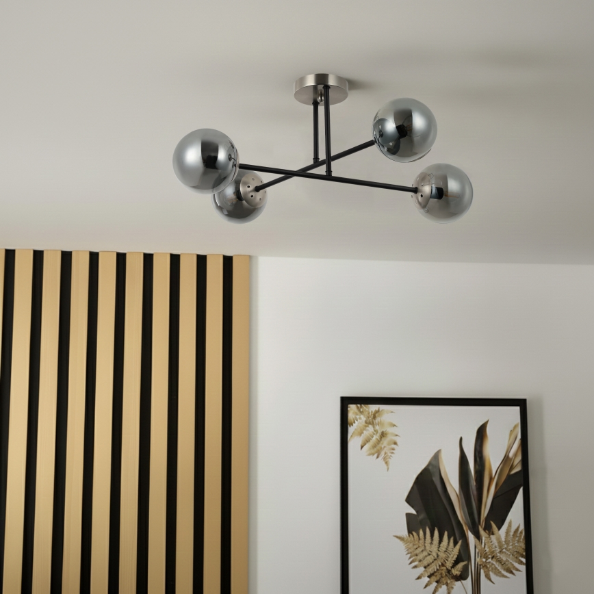 Brilagi - Plafonski luster MALIVA 4xE14/15W/230V mat hrom/zadimljeno staklo