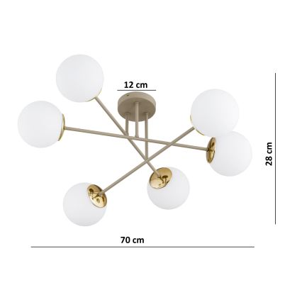 BRILAGI - Plafonski luster MILO 6xE27/60W/230V bež/zlatna