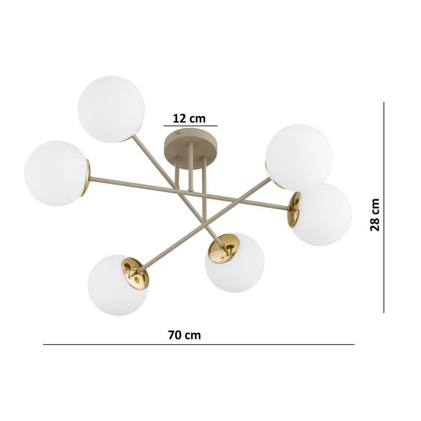 BRILAGI - Plafonski luster MILO 6xE27/60W/230V bež/zlatna