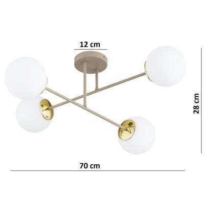 Brilagi - plafonski luster MILO ECRU 4xE27/60W/230V bež/zlatan