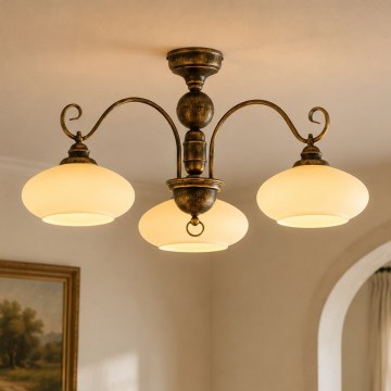 BRILAGI - Plafonski luster MOLLERO 3xE27/15W/230V prečnik 84 cm bronza/patina