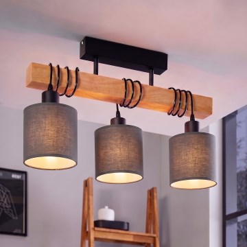 BRILAGI - Plafonski luster NUBILA 3xE27/60W/230V borovina/antracit