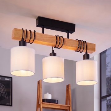 BRILAGI - Plafonski luster NUBILA 3xE27/60W/230V borovina/bela