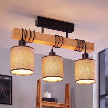 BRILAGI - Plafonski luster NUBILA 3xE27/60W/230V borovina/braon