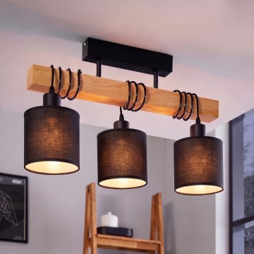 BRILAGI - Plafonski luster NUBILA 3xE27/60W/230V borovina/crna