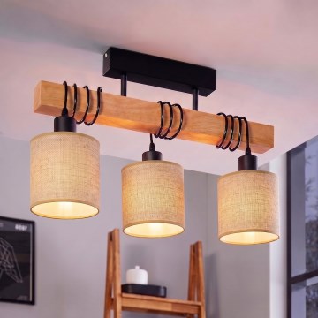 BRILAGI - Plafonski luster NUBILA 3xE27/60W/230V borovina/svetlo braon