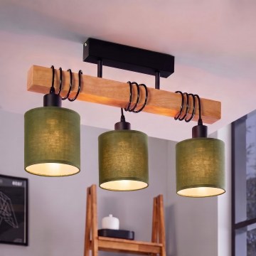 BRILAGI - Plafonski luster NUBILA 3xE27/60W/230V borovina/zelena