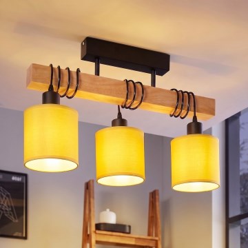BRILAGI - Plafonski luster NUBILA 3xE27/60W/230V borovina/žuta