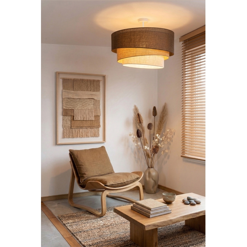 Brilagi - Plafonski luster TRIO 3xE27/60W/230V Ø 60 cm braon/bež/bela