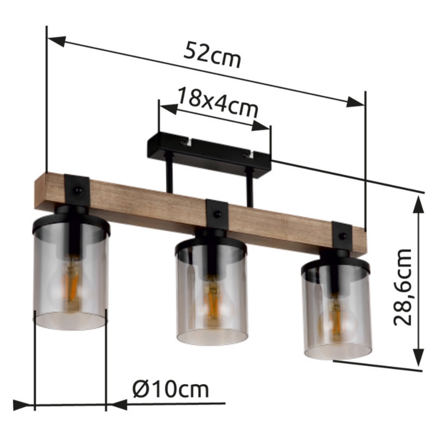 Brilagi - Plafonski luster VISTA 3xE27/60W/230V hrast